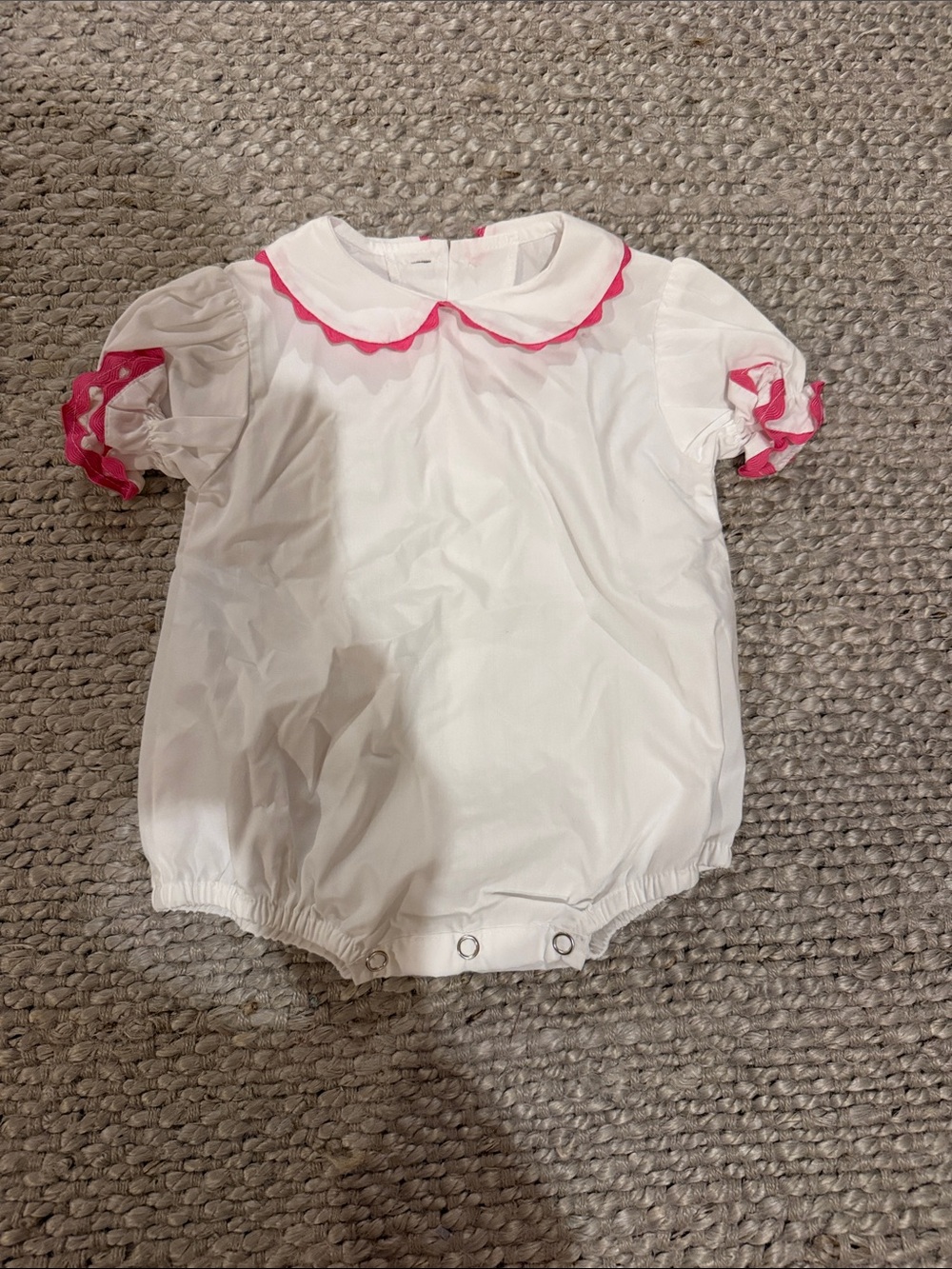 White Baby One-Piece Bodysuit with Pink Trim